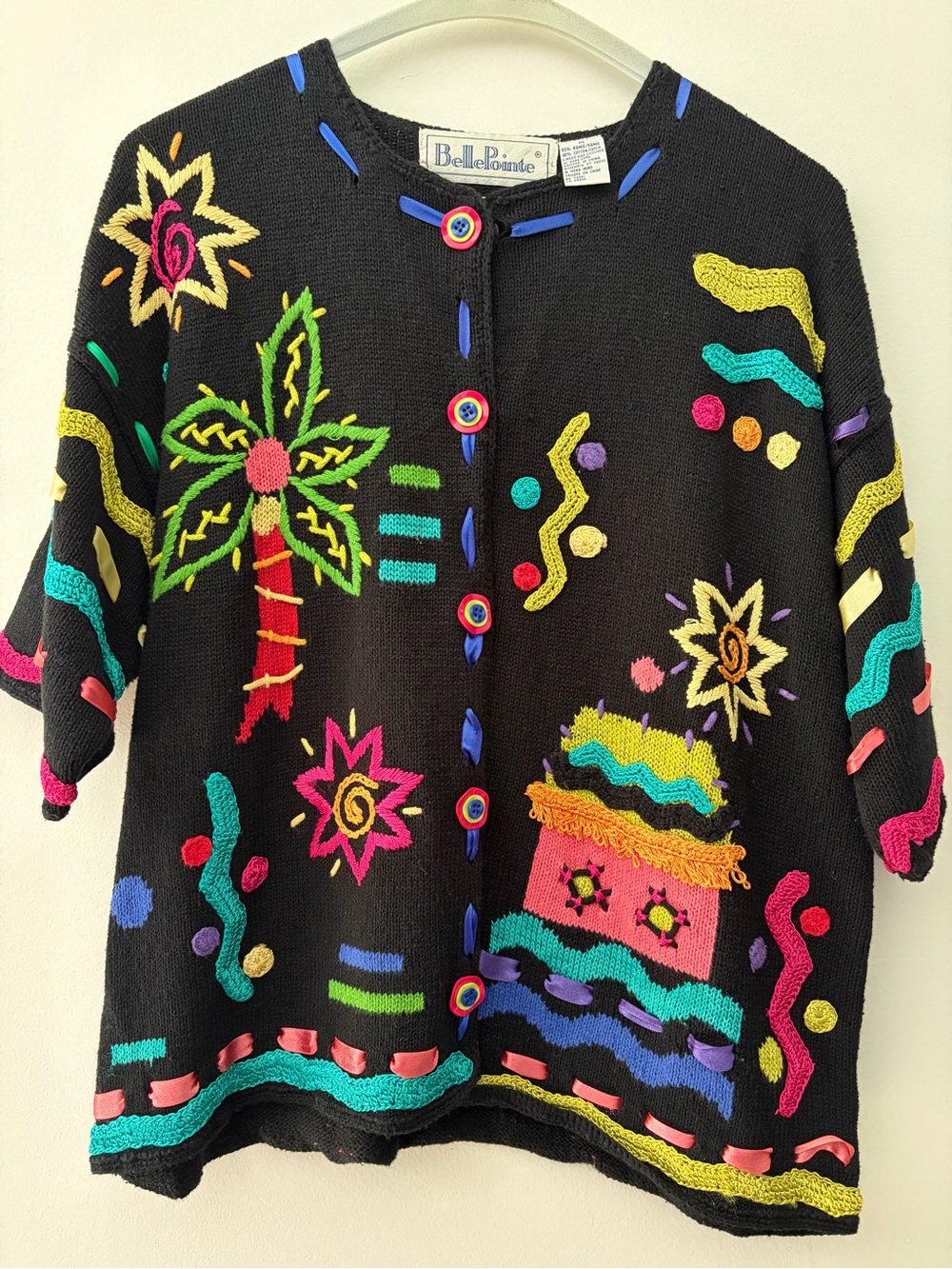 BellePointe Black Embroidered Festival Cardigan Size M Vintage